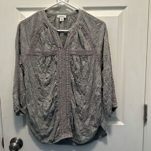 Sundance gray crinkle art top Sz small